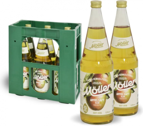 Möller Apfelsaft Klar 6x1l Glas (+Pfand 2,40€)