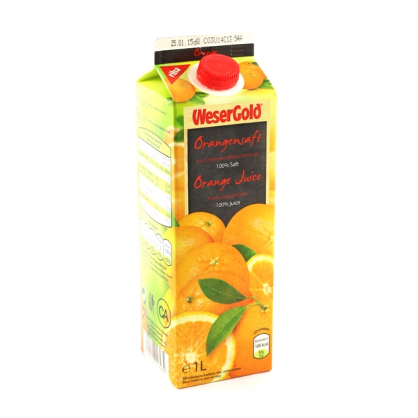Wesergold Orangen Saft 1l Tetra Pack
