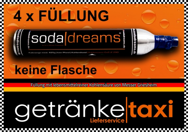 4x Füllung CO2 Zylinder Soda 425g