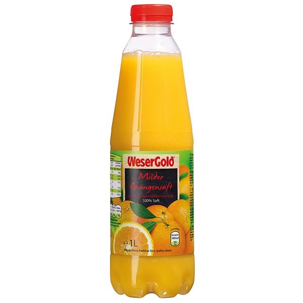 WeserGold Milder Orangensaft 1l PET Flasche