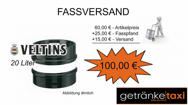 VERSAND + Veltins 20 L Fassbier (+ 25,00€ Pfand)