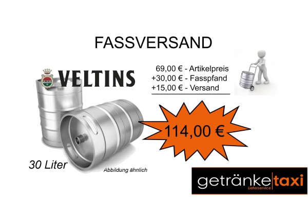 VERSAND + Veltins 30 L Fassbier (+ 30,00€ Pfand)