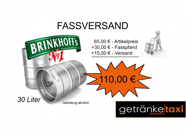 VERSAND + Brinkhoff`s No.1 30 L Fassbier (+ 30,00€ Pfand)