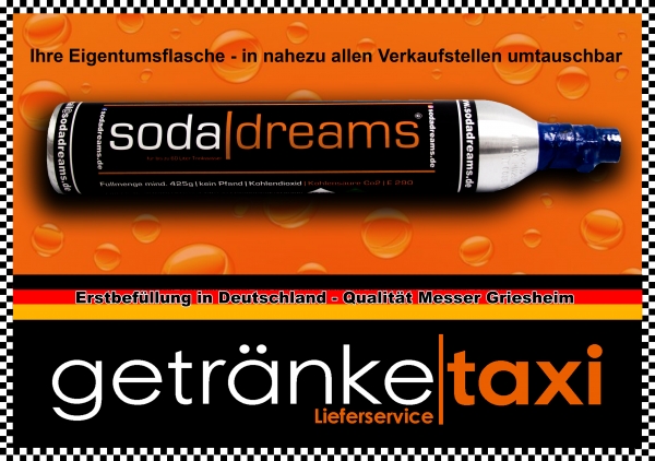 Soda Dreams CO2 Original Zylinder Soda Stream Soda Club Wasser Maxx und viele andere, ca. 430g, ca.6